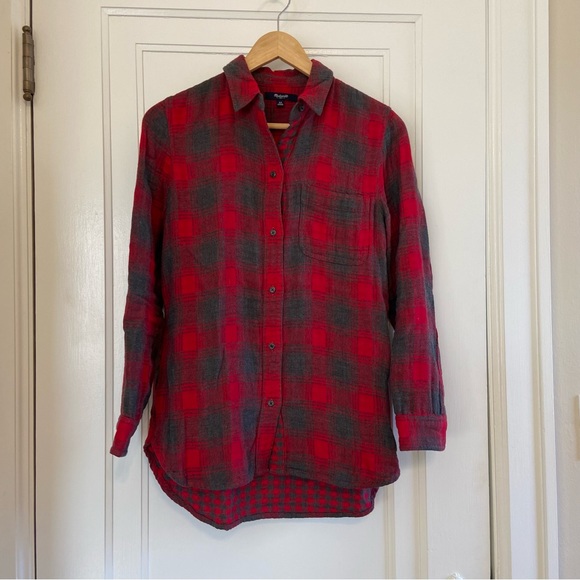 Madewell Ex Boyfriend button down plaid top - Picture 2 of 7